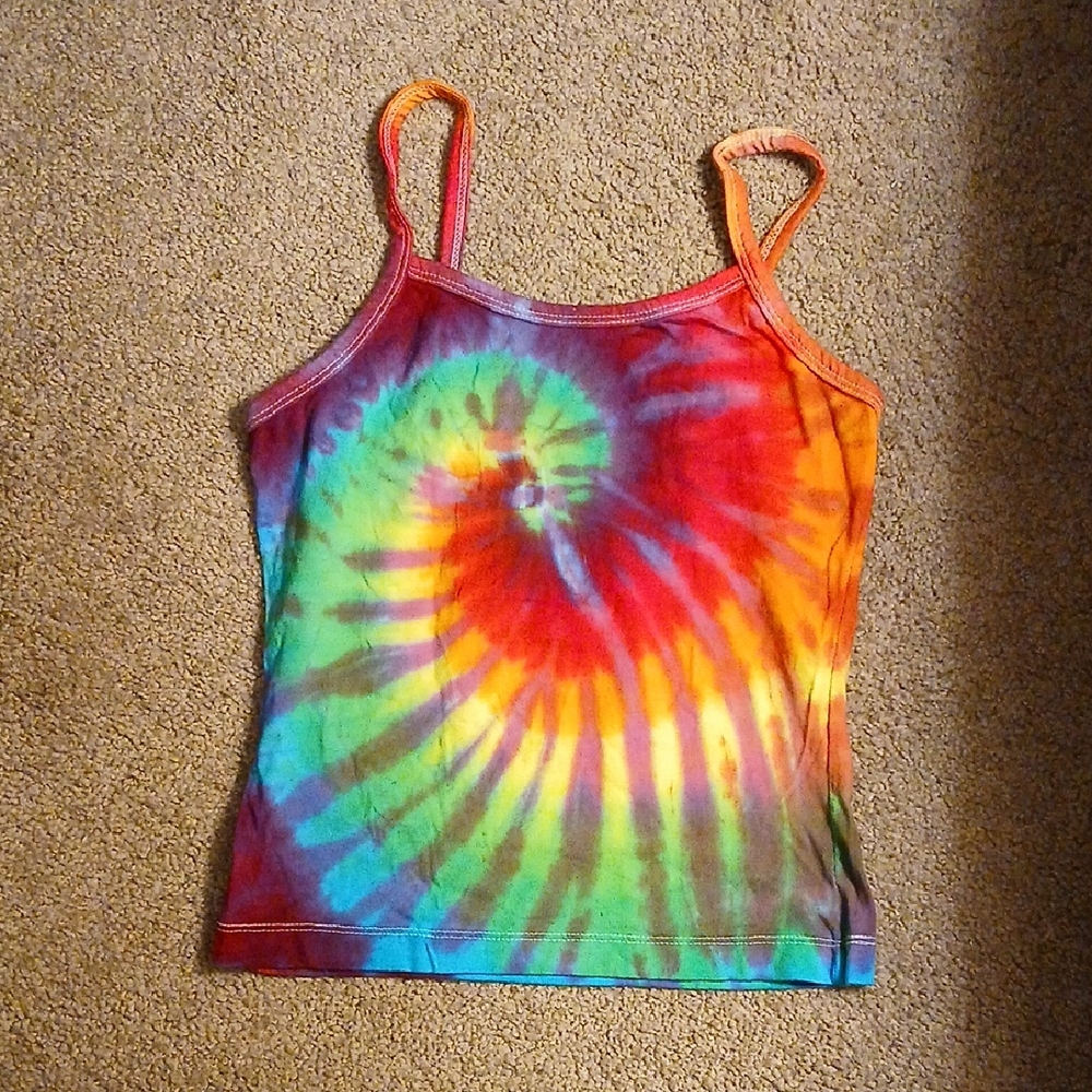 Vibrant Rainbow Tie-Dye Camisole for Youth. Med